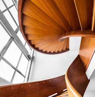 Architectural photography of brown wooden stairs