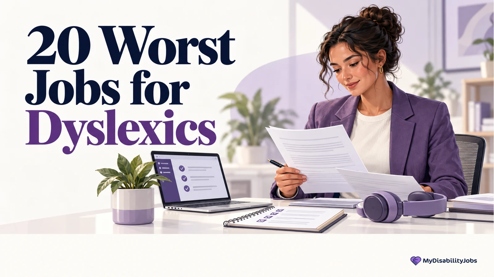 Professional reviewing workplace documents and assistive tools when considering jobs with dyslexia